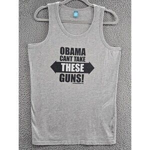 Obama Cant Take These Guns Shirt Mens Small Tank Top Gray Graphic